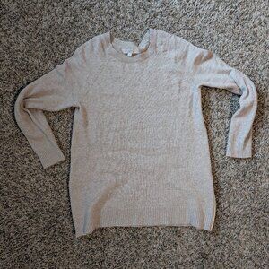 LOFT Cream Women's Sweater with Side Zip - Medium